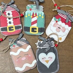 Select 1 Festive Holiday Mason Jar Ornament Gift Card Holder